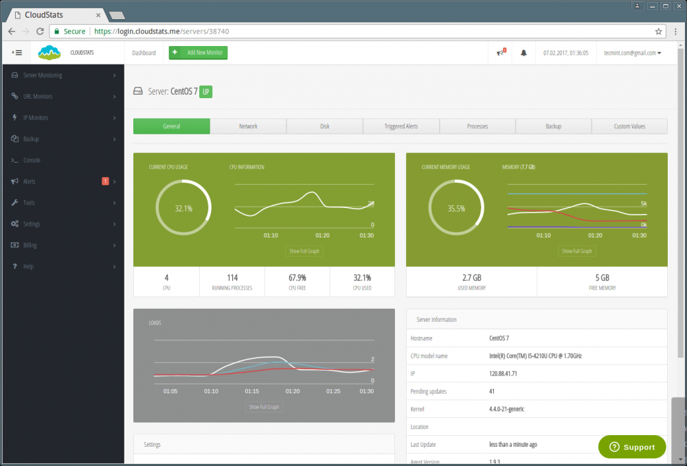 CloudStats ：SaaS 服务器监控工具