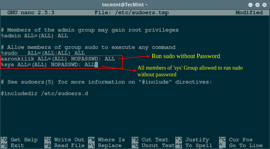 如何在 Linux 中不输入密码运行 sudo 命令