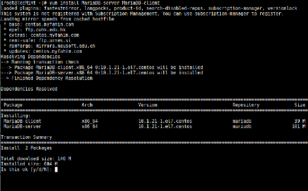 如何在CentOS 7上安装和安全配置MariaDB 10