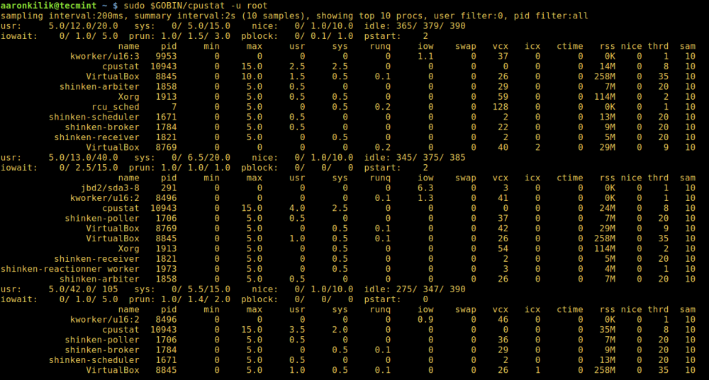 cpustat：在 Linux 下根据运行的进程监控 CPU 使用率