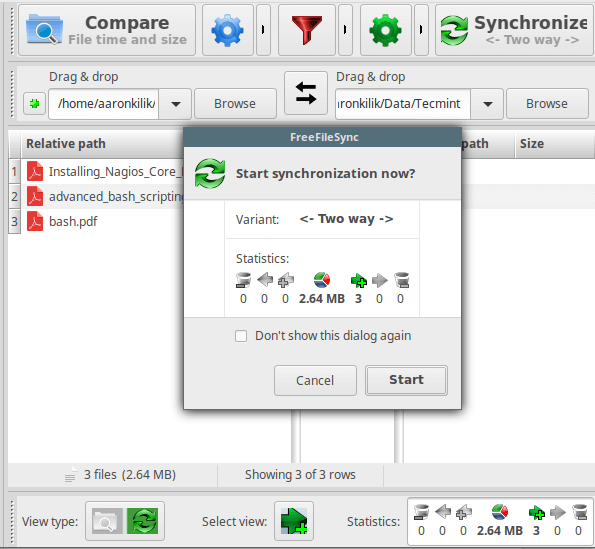 FreeFileSync：在 Ubuntu 中对比及同步文件