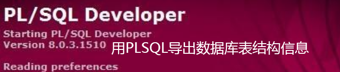 如何用PLSQL导出数据库存表结构信息