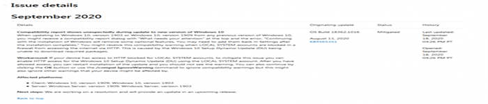 微软证实：Win10 v1903/1909更新后出现问题